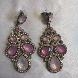 pink silver rhinestone earrings